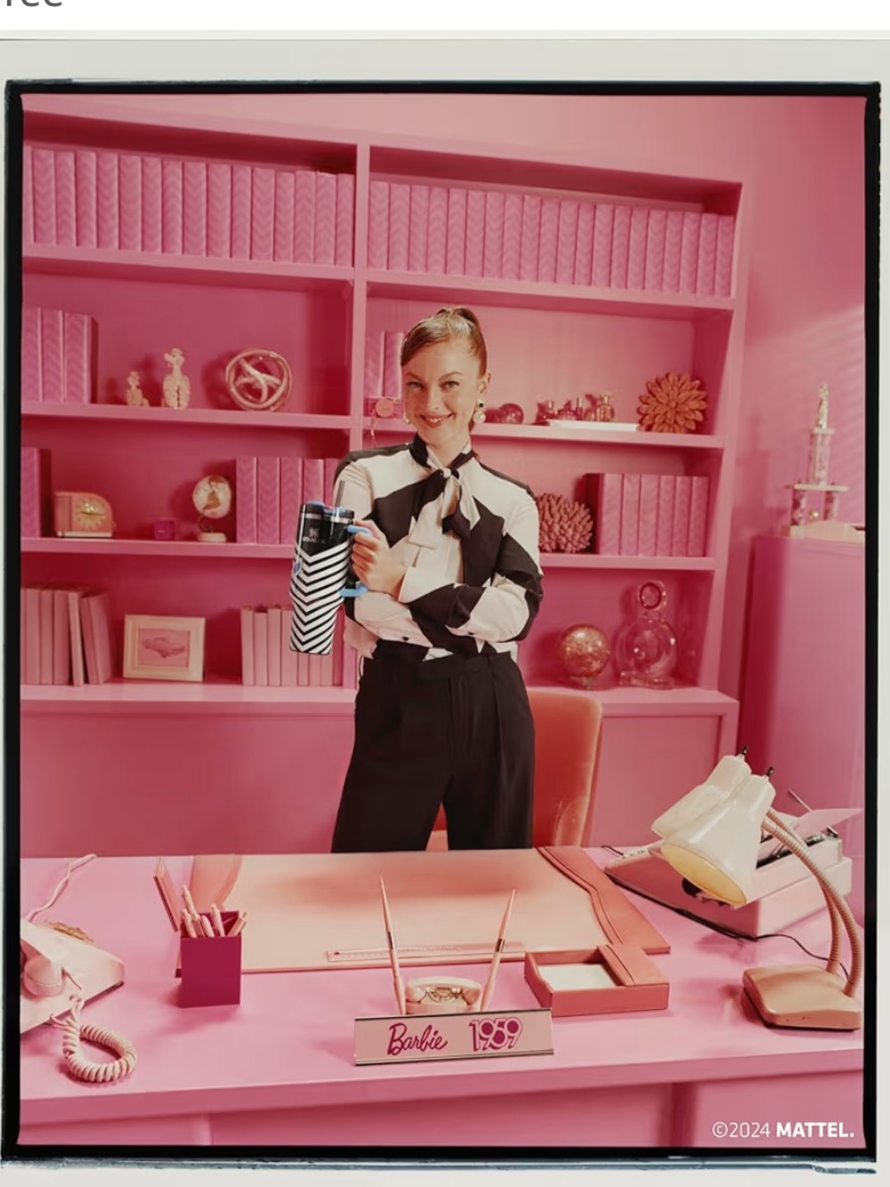 Stanley Barbie 1959 Original Quencher Black and White Chevron (40-ounce) NWT - Picture 10 of 12